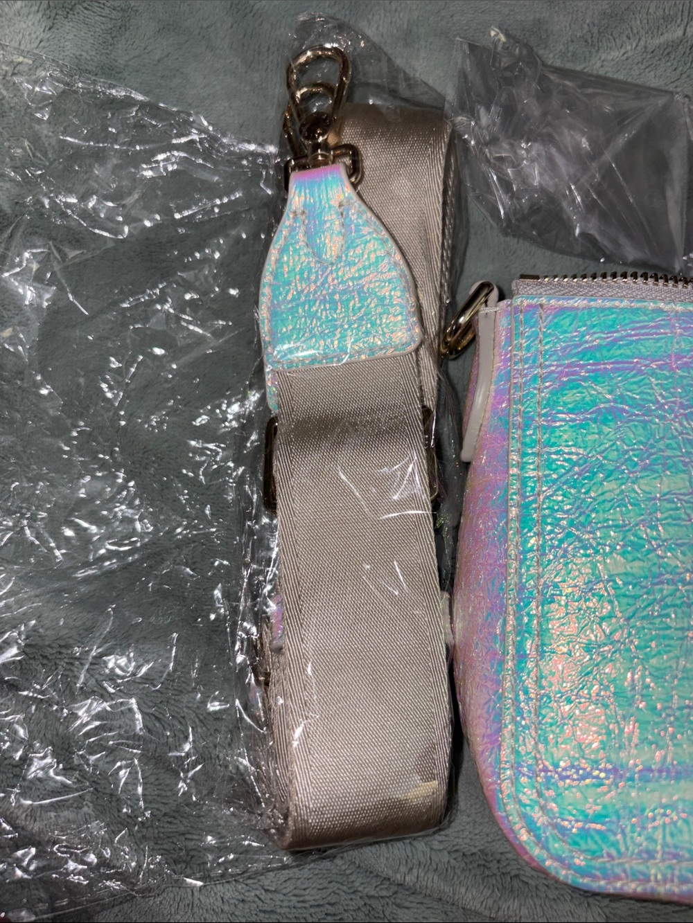 NWT FULL INCLUSION Furla Iridescent Crossbody Bag in Pink and Blue Shift - Picture 3 of 7